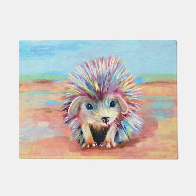 Cute baby hedgehog pastels doormat (Front)