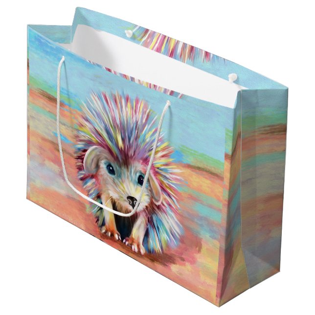 Cute baby hedgehog pastels large gift bag (Front Angled)