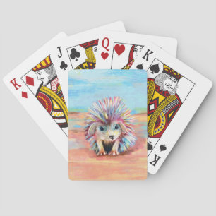 Cute baby hedgehog pastels playing cards