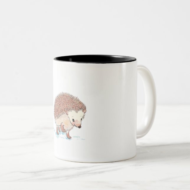 Cute Baby Hedgehog Two-Tone Coffee Mug (Front Right)