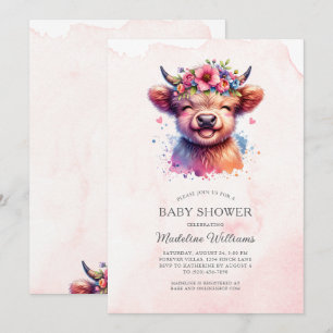 Cute Baby Highland Cow Baby Shower Invitation