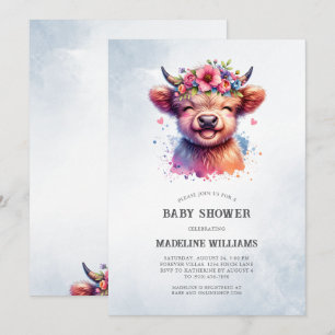Cute Baby Highland Cow Baby Shower Invitation