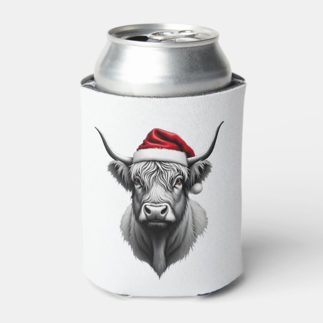 Cute Baby Highland Cow Christmas Santa Gifts Xmas  Can Cooler (Can Front)