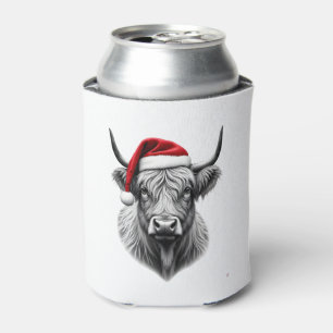 Cute Baby Highland Cow Christmas Santa Gifts Xmas Can Cooler