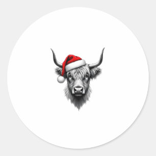 Cute Baby Highland Cow Christmas Santa Gifts Xmas  Classic Round Sticker