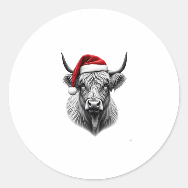Cute Baby Highland Cow Christmas Santa Gifts Xmas  Classic Round Sticker (Front)