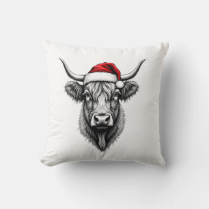Cute Baby Highland Cow Christmas Santa Gifts Xmas Cushion
