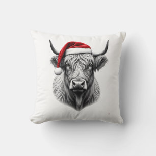 Cute Baby Highland Cow Christmas Santa Gifts Xmas Cushion