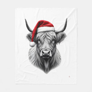 Cute Baby Highland Cow Christmas Santa Gifts Xmas Fleece Blanket