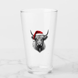Cute Baby Highland Cow Christmas Santa Gifts Xmas Glass
