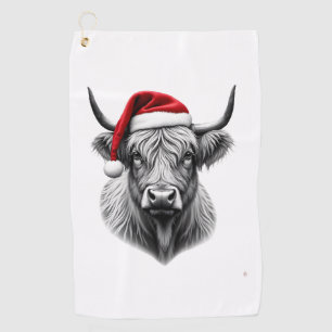 Cute Baby Highland Cow Christmas Santa Gifts Xmas Golf Towel
