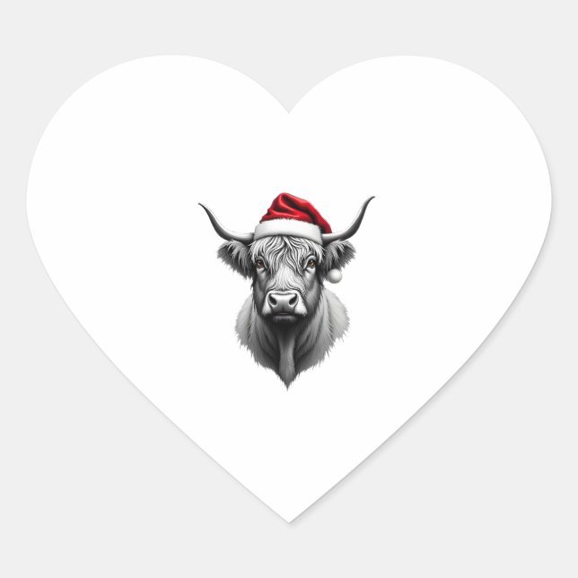 Cute Baby Highland Cow Christmas Santa Gifts Xmas  Heart Sticker (Front)