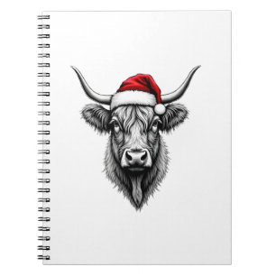 Cute Baby Highland Cow Christmas Santa Gifts Xmas Notebook