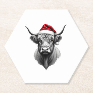 Cute Baby Highland Cow Christmas Santa Gifts Xmas  Paper Coaster
