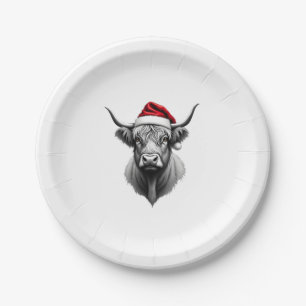 Cute Baby Highland Cow Christmas Santa Gifts Xmas  Paper Plate