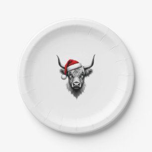 Cute Baby Highland Cow Christmas Santa Gifts Xmas  Paper Plate