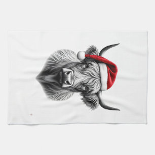 Cute Baby Highland Cow Christmas Santa Gifts Xmas Tea Towel