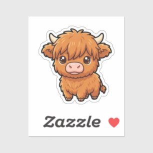 Cute Baby Highland Cow Custom-Cut Vinyl Sticker