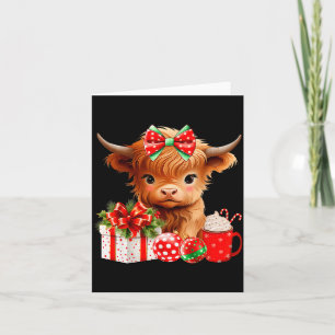 Cute Baby Highland Cow Merry Christmas Farmer Cow Card
