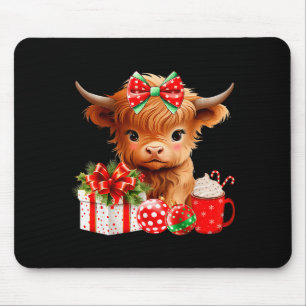 Cute Baby Highland Cow Merry Christmas Farmer Cow  Mouse Mat
