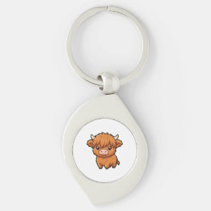 Cute Baby Highland Cow Metal Keychain