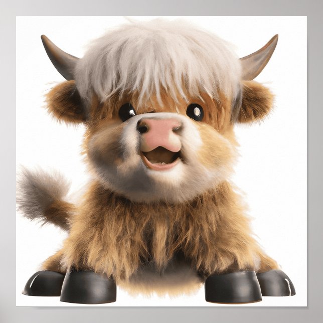 Cute baby highland cow poster print (Front)