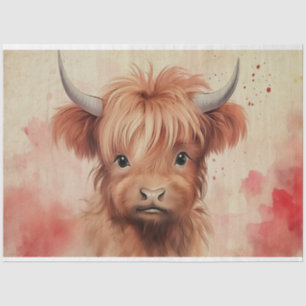 Cute Baby Highland Cow Valentine Hearts 2 Tissue Paper
