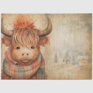 Cute Baby Highland Cow Winter Christmas Tissue Paper