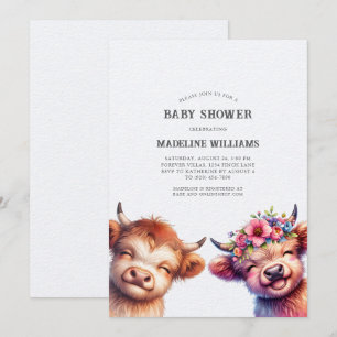Cute Baby Highland Cows Baby Shower Invitation