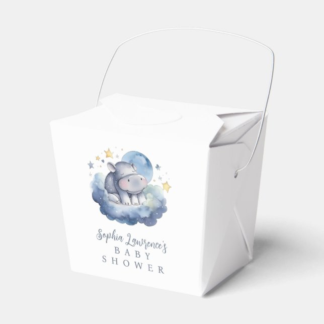Cute Baby Hippo Baby Shower Favour Box (Front Side)