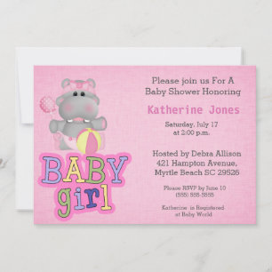 Cute Baby Hippo Baby Shower Invitation