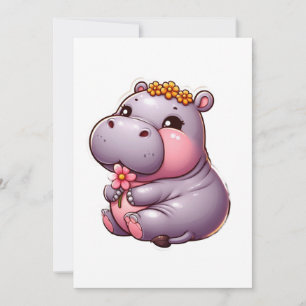 Cute Baby Hippo Card