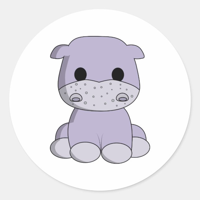 Cute baby hippo cartoon kids stickers (Front)