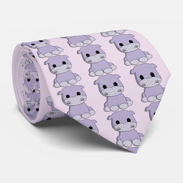 Cute baby hippo cartoon tie (Rolled)