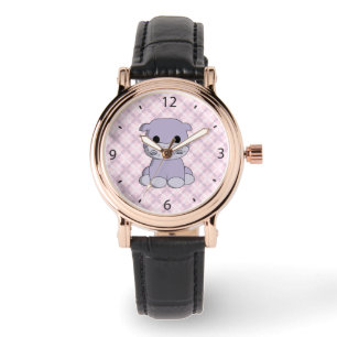 Cute baby hippo cartoon woman's watch