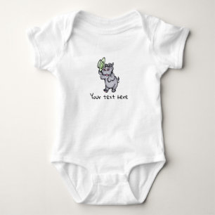 Cute Baby Hippo Green add Name Unisex Bodysuit