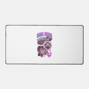 Cute Baby Hippo Moo Deng Bouncy Pig in Thai Hippop Desk Mat