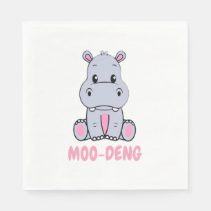 Cute Baby Hippo Moo Deng Bouncy Pig in Thai Hippop Napkin