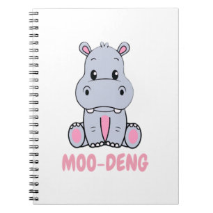 Cute Baby Hippo Moo Deng Bouncy Pig in Thai Hippop Notebook