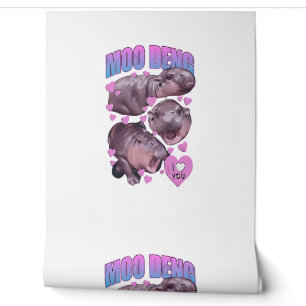 Cute Baby Hippo Moo Deng Bouncy Pig in Thai Hippop Wallpaper