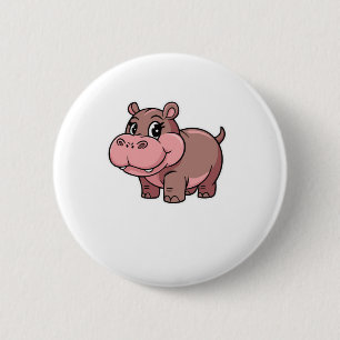 Cute Baby Hippo Moo Deng Long Sleeve T-Shirt 6 Cm Round Badge