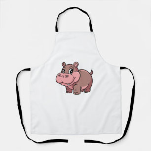 Cute Baby Hippo Moo Deng Long Sleeve T-Shirt Apron