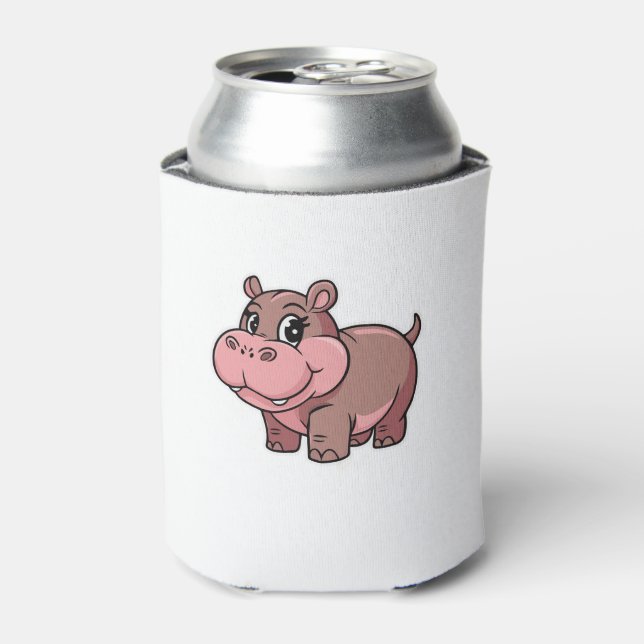 Cute Baby Hippo Moo Deng Long Sleeve T-Shirt Can Cooler (Can Front)
