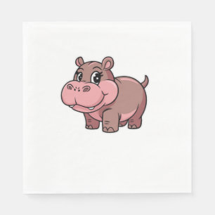 Cute Baby Hippo Moo Deng Long Sleeve T-Shirt Napkin