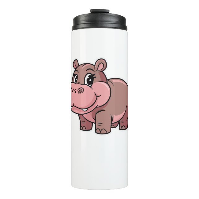 Cute Baby Hippo Moo Deng Long Sleeve T-Shirt Thermal Tumbler (Front)