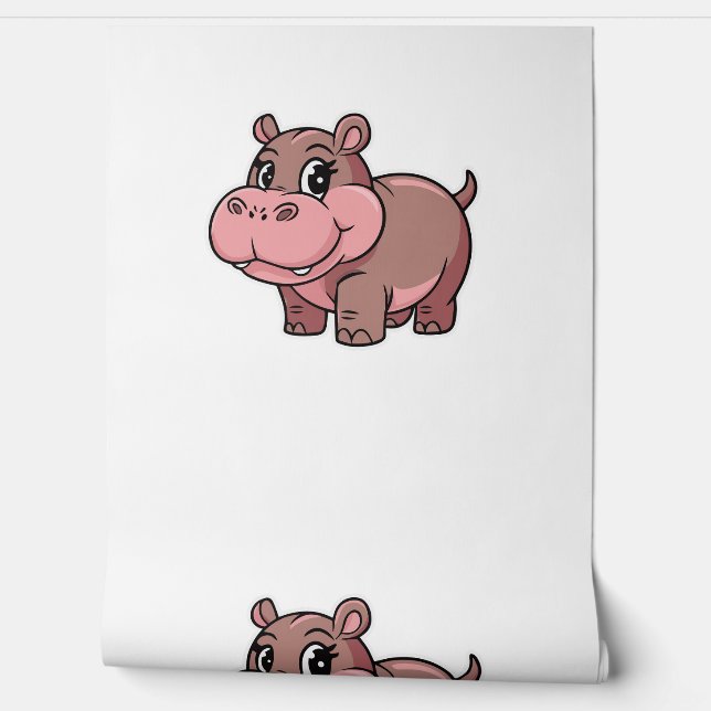 Cute Baby Hippo Moo Deng Long Sleeve T-Shirt Wallpaper (Unrolling)