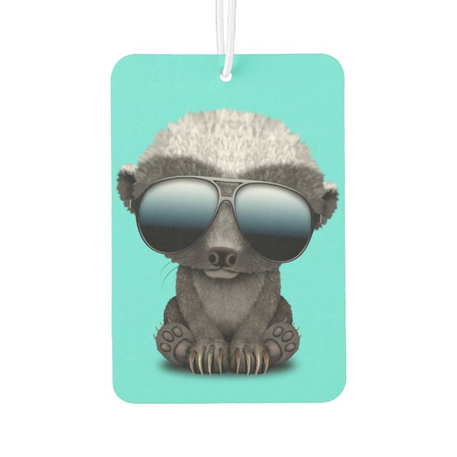 Cute Baby Honey Badger Wearing Sunglasses Car Air Freshener (Back)