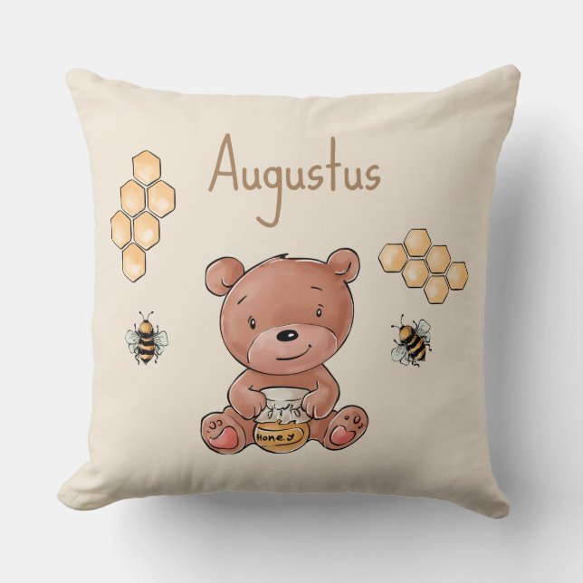 Cute Baby Honey Bear Cub Cushion (Front)