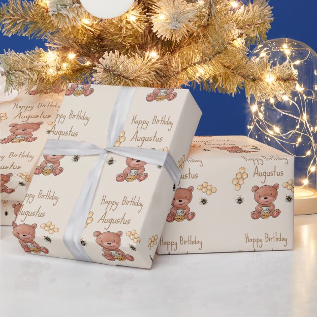 Cute Baby Honey Bear Cub Wrapping Paper (Holidays)