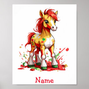 Cute Baby Horse Custom Name Poster
